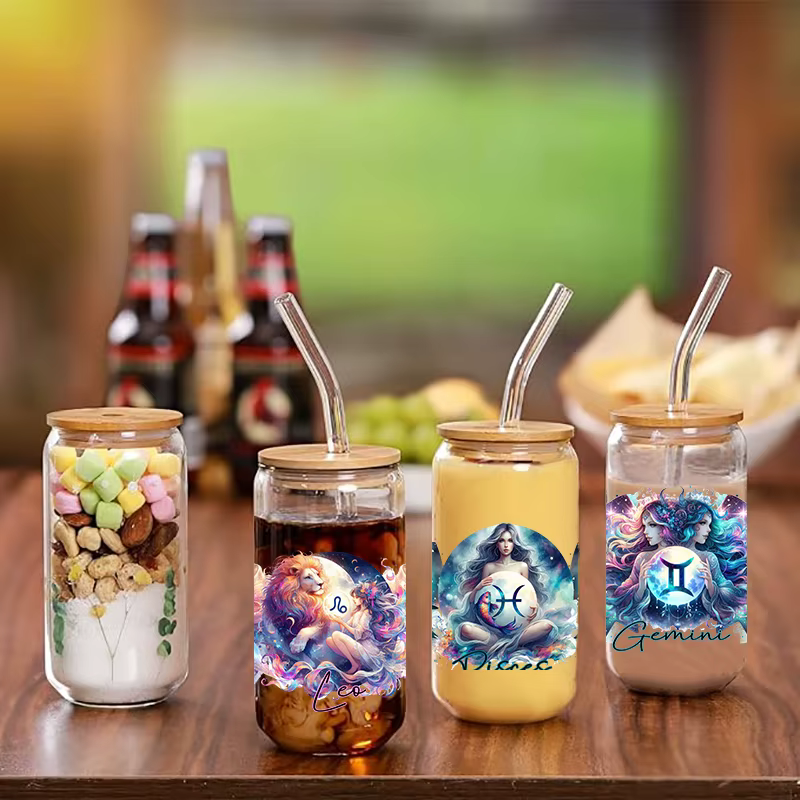 Signe astrologique du zodiaque filles œuvre UV autocollant bricolage décoration sceau décalcomanies transferts 3D uvdtf autocollants 16oz uv dtf tasse enveloppes