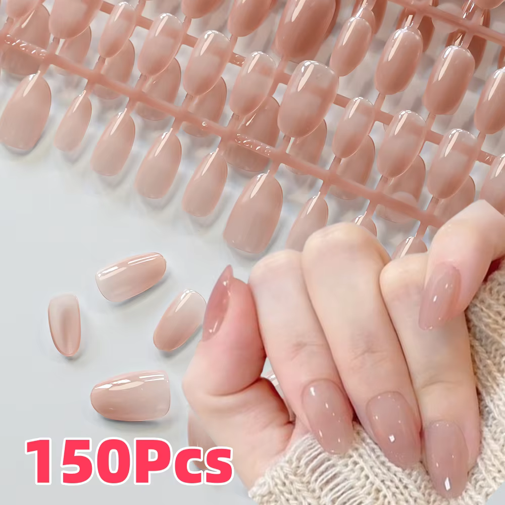 150 pièces dégradé nu court amande faux ongles XS/S/M taille brillant couverture complète presse