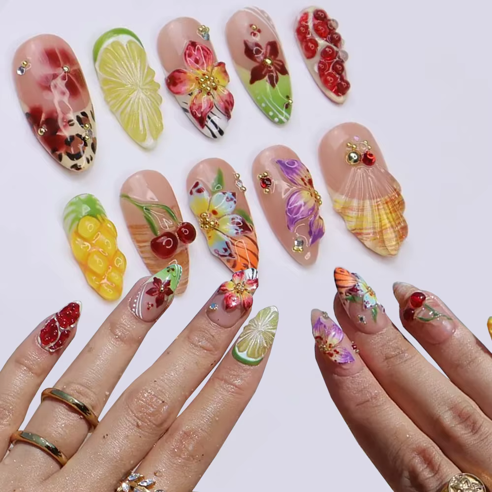 10 faux ongles à presser pour femmes