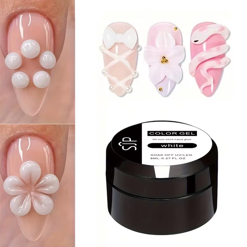 Gel de construction pour ongles 5G blanc cristallin et souple avec stylo