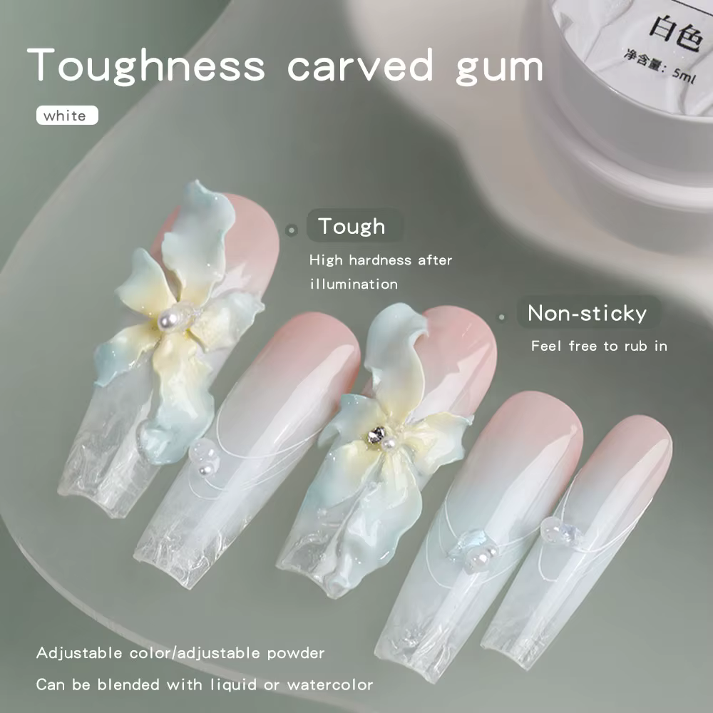 5ml 3D fleur Gel antiadhésif sculpture colle perle blanc Satin Nail Art bricolage