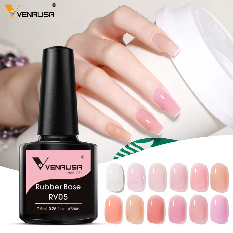 VENALISA 7.5ml couche de Base en caoutchouc couleur vernis à ongles Semi Transparent français
