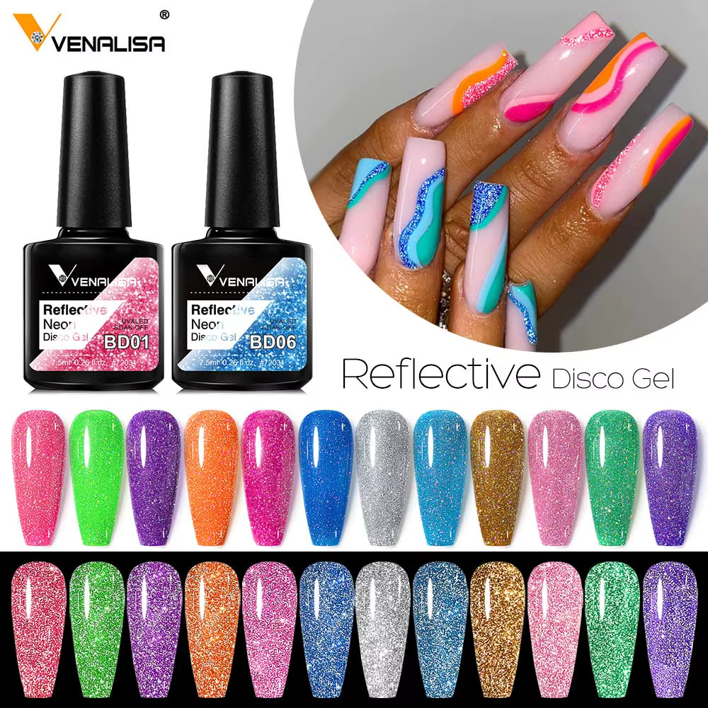 Venalisa vernis à ongles Gel à paillettes réfléchissantes couleur néon couverture complète Pigment Nail Art manucure