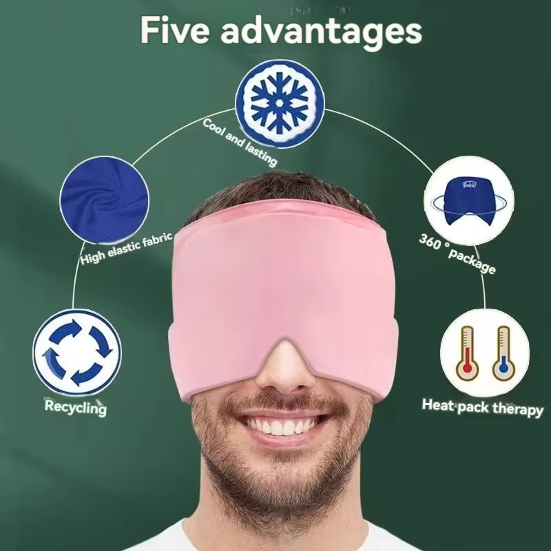 Chapeau anti-migraine, chapeau contre les maux de tête, thérapie par le gel chaud et froid, bonnet de glace pour soulager la douleur, masque pour les yeux, soulagement du stress et de la pression.