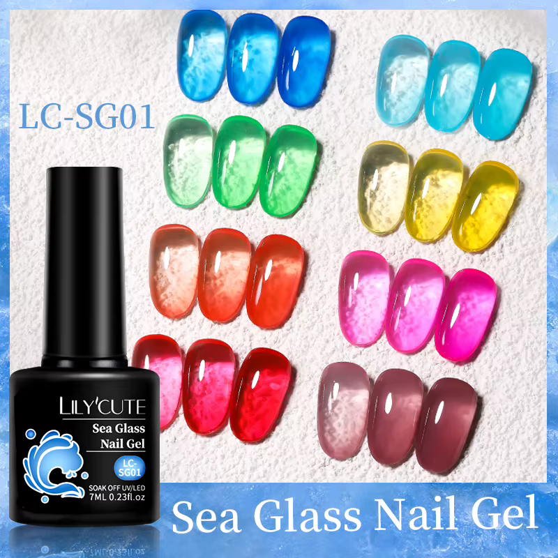 LILYCUTE 7ML gelée verre Gel vernis à ongles Semi-transparent bleu mer