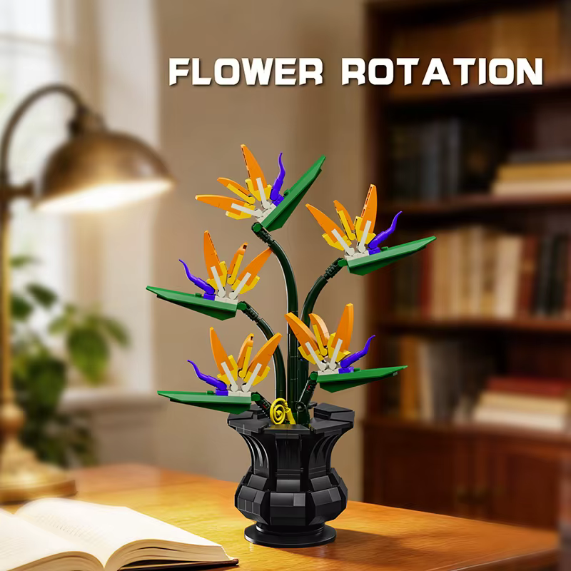 Bouquet d'oiseaux de paradis en blocs de construction, 451 pièces, modèle de plante florale, jouet en briques à monter soi-même, décoration de bureau, cadeau de saint-valentin pour filles et enfants