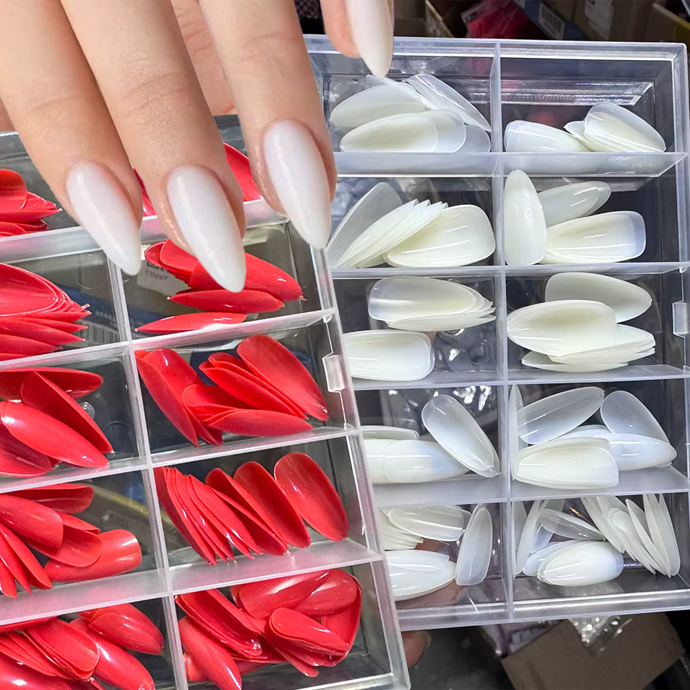 120 pièces blanc laiteux moyen amande Gel faux ongles naturel Simple brillant pur