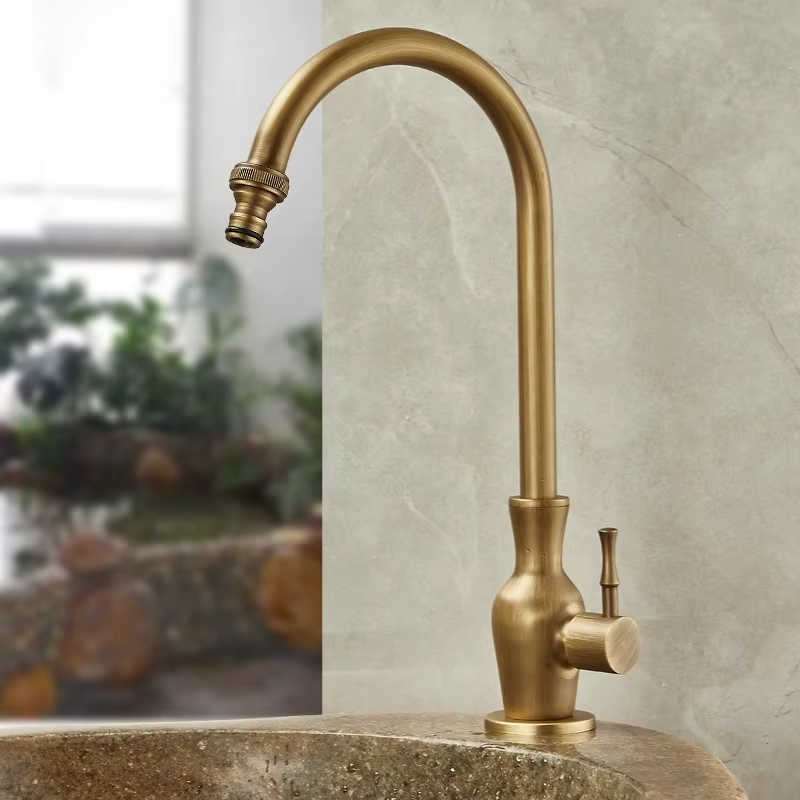 Robinet antigel extérieur en laiton Antique, lavabo de balcon, robinet de refroidissement unique, vanité 360 ° Bec rotatif pivotant uniquement robinet froid