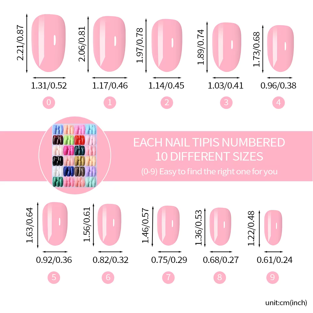 24 couleurs (288 pièces) Faux ongles courts ovales colorés