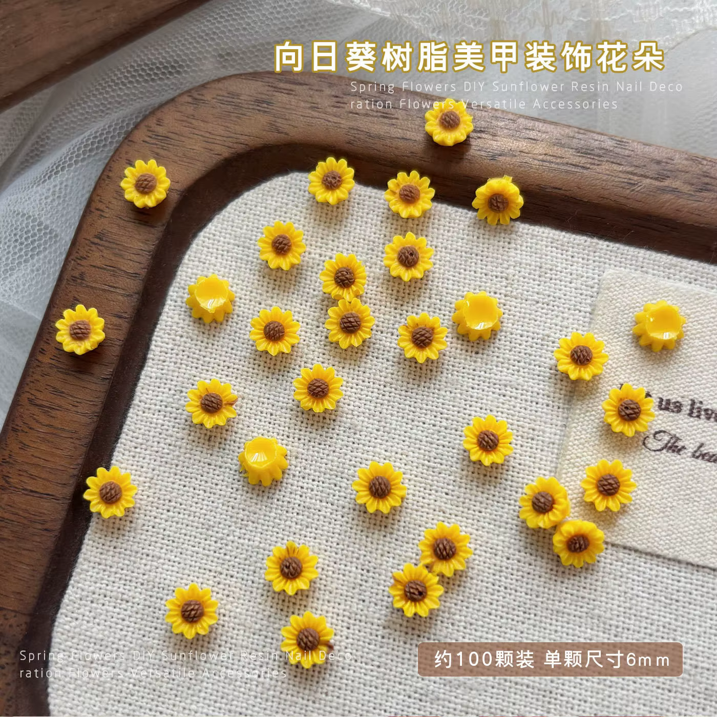 100 PIÈCES Fleurs de tournesol 3D réalistes pour ongles