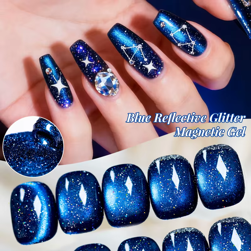 Vernis à ongles gel magnétique effet chat bleu réfléchissant 10ml