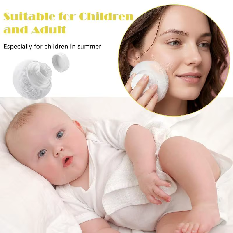 Houppette douce pour bébé avec étui de rangement étanche, éponge cosmétique douce pour la peau pour le soin du corps et du visage des tout-petits