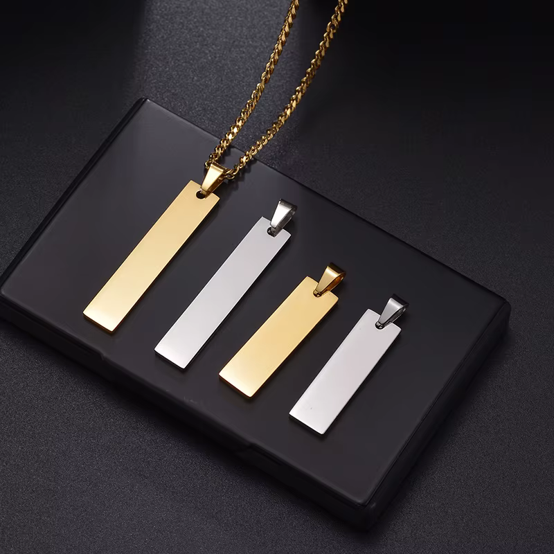 Nextvance – collier personnalisé avec image d'yeux, pendentif rectangulaire en acier inoxydable gravé au Laser pour femmes et hommes, bijoux cadeaux