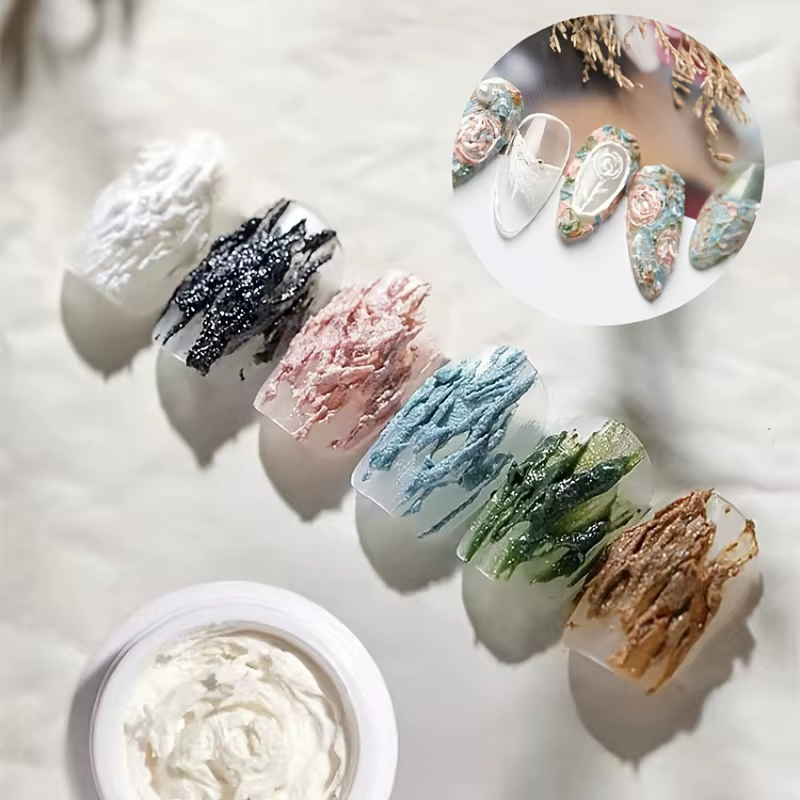 6 couleurs Gel Nail Art plâtre effet 3D sable Texture pas besoin couche de finition Gel vernis UV