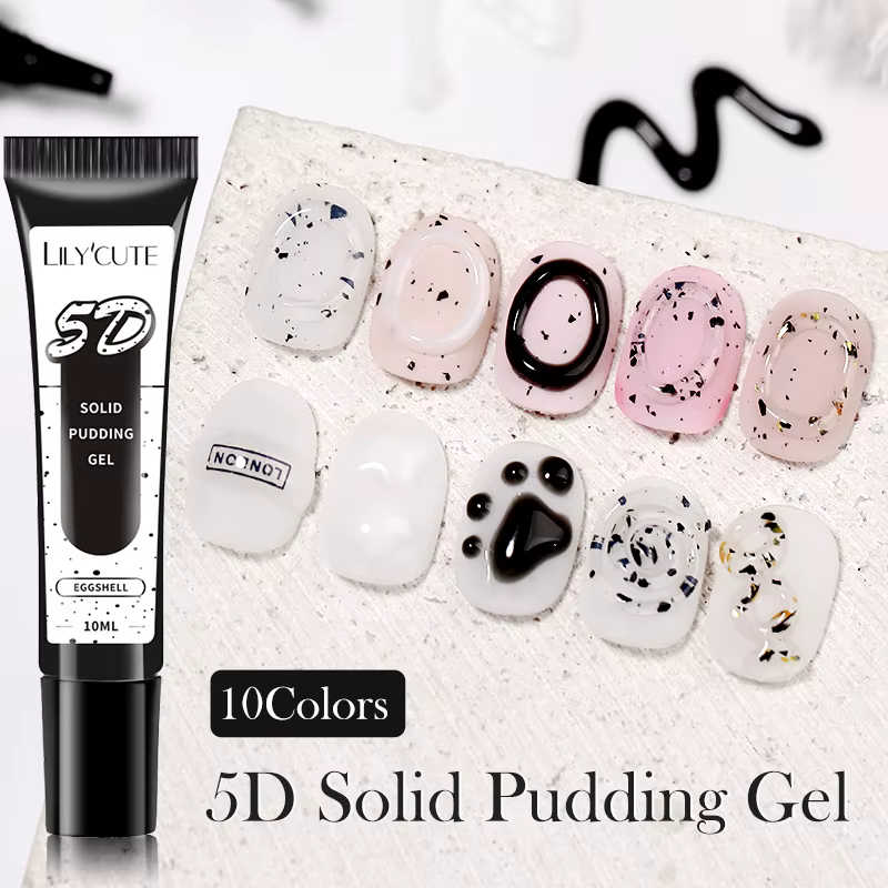 LYCUTE 10ml 5D solide pouding ongles Gel translucide Style coréen revêtement gaufrage peinture Texture Gel Nail Art décoration