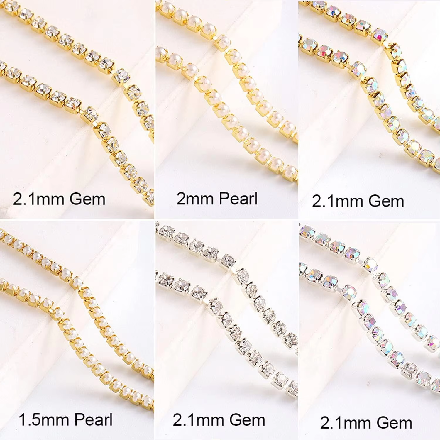 Chaîne de diamant colorée pour Nail Art