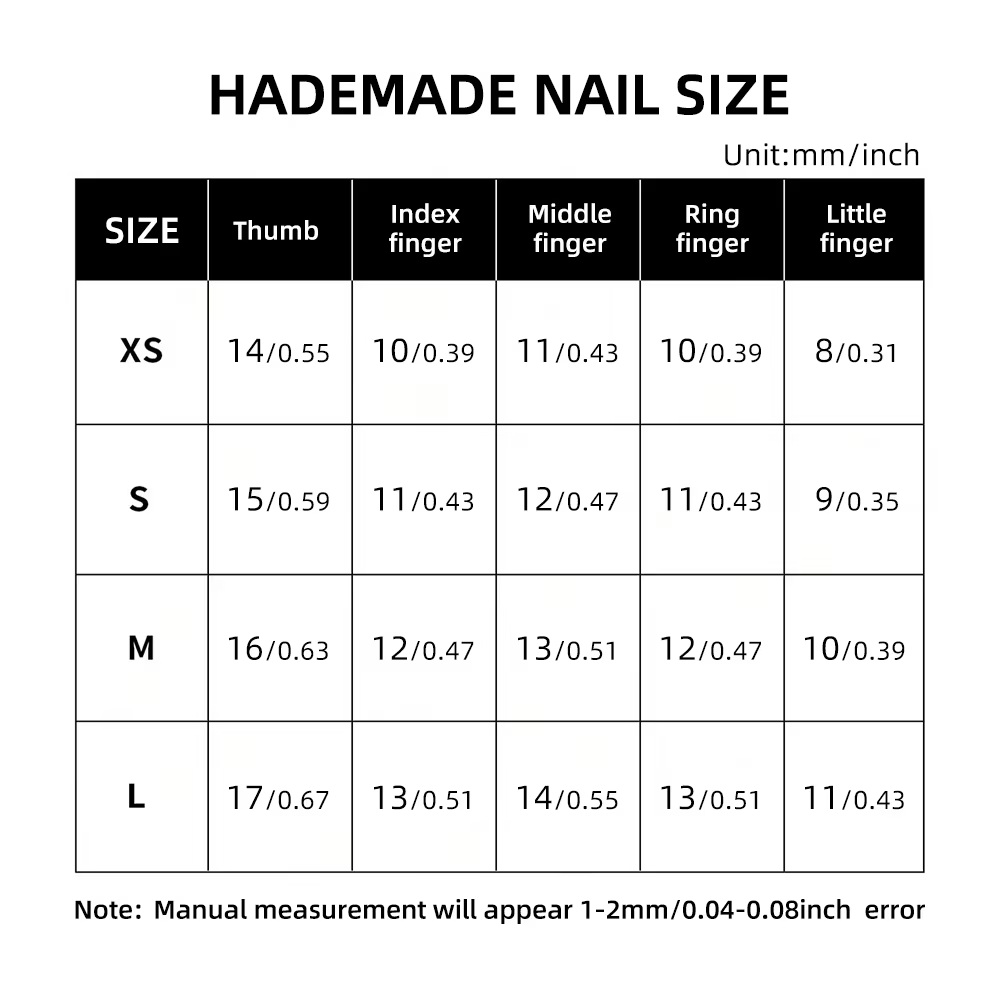 Kit de 10 faux ongles ovales moyens faits à la main
