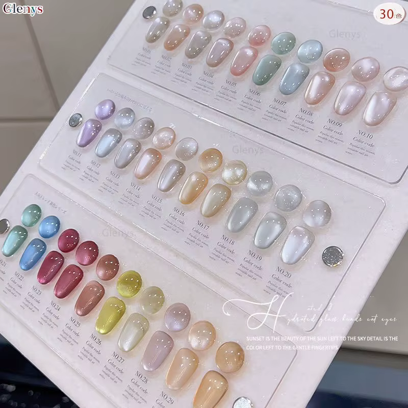 Glenys Vernis à Ongles Semi-Permanent Effet Œil de Chat 30 Couleurs avec Perles de Verre Hydratantes