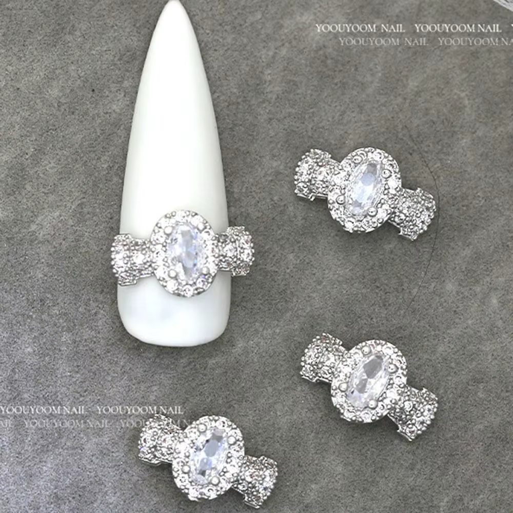 Bijoux de manucure 3D en argent de haute qualité