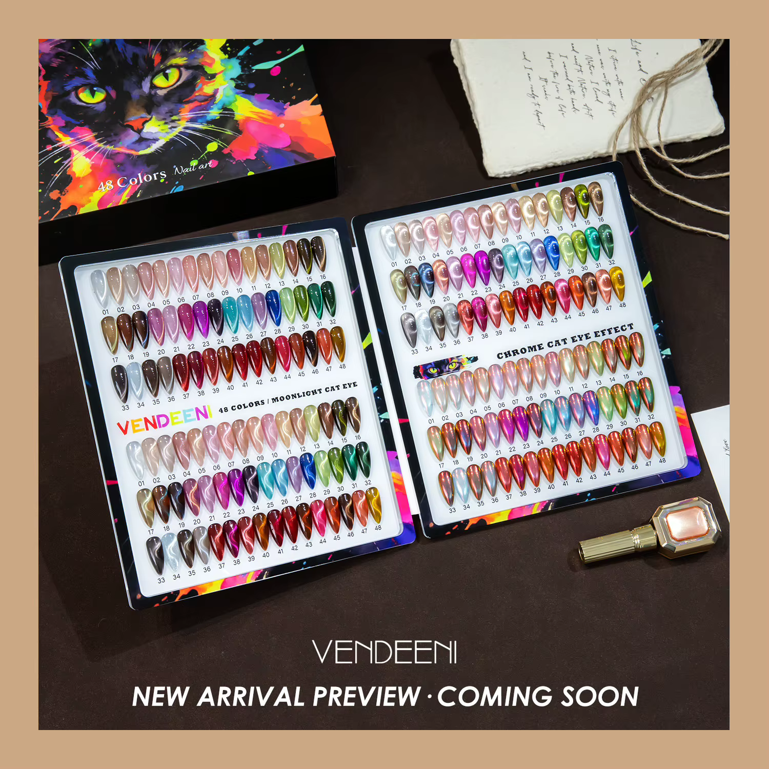 Vendeeni Nouveau Kit de Gel Effet Œil de Chat Clair de Lune 48 Couleurs avec Nuancier