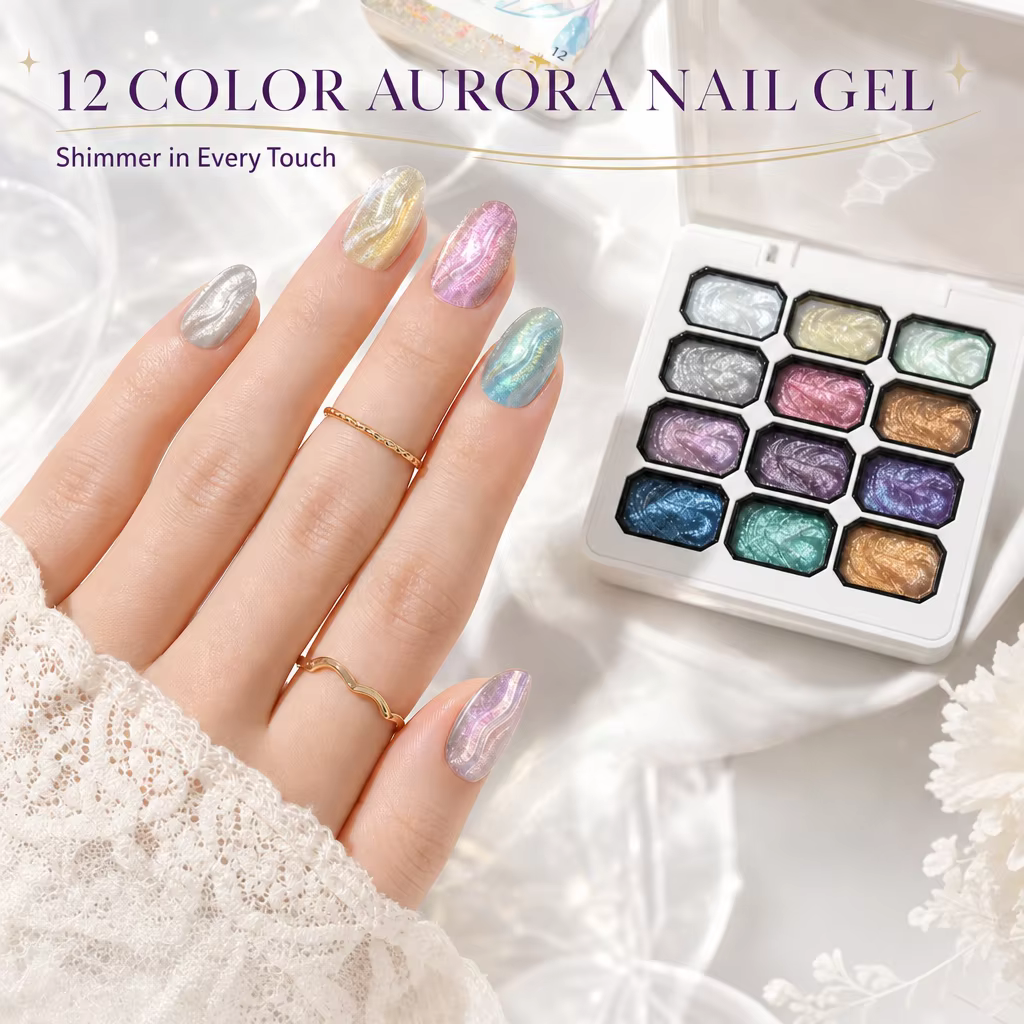 Vernis à ongles semi-permanent 12 couleurs effet nacré brillant