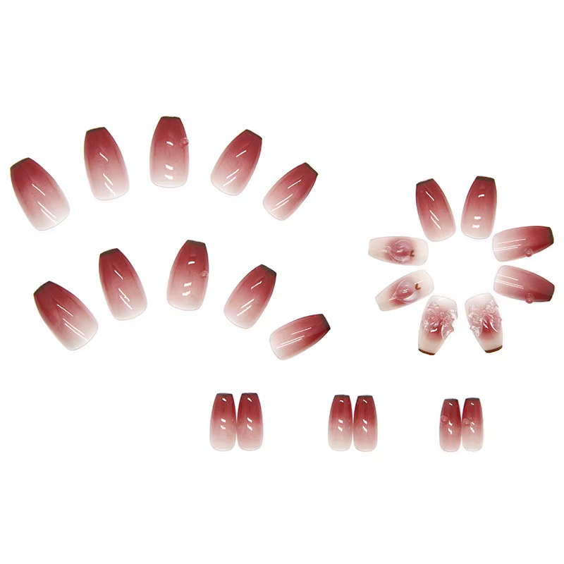 24 morceaux d'ongles à pression trapézoïdaux courts
