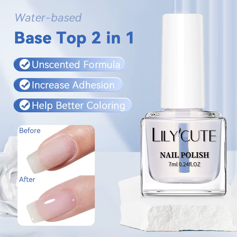 LILYCUTE 7ml vernis à ongles à base d'eau 2 en 1 clair brillant soin
