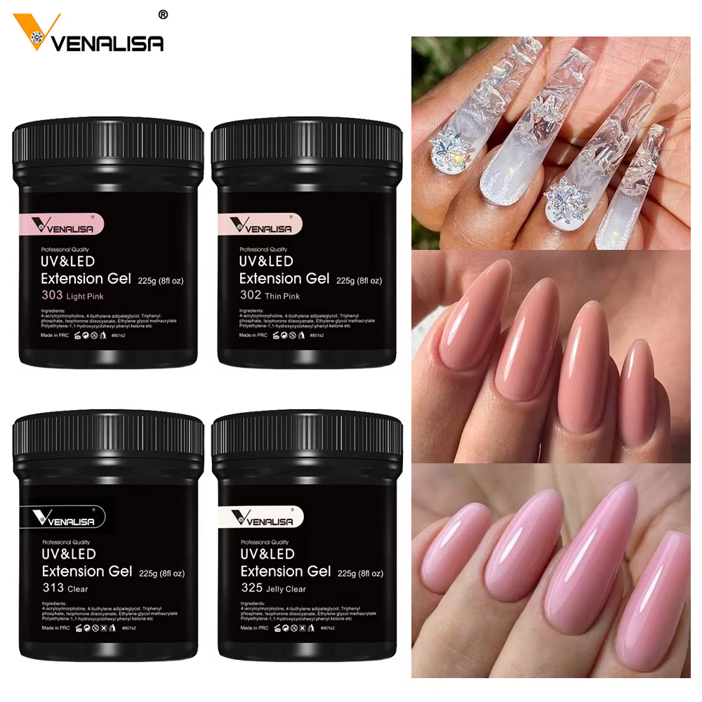 Venalisa couche de finition trempée longue tenue Gel auto-nivelant renforcer l'extension d'ongle de Camouflage 30 ml/225 ml paquet de recharge de grand Volume