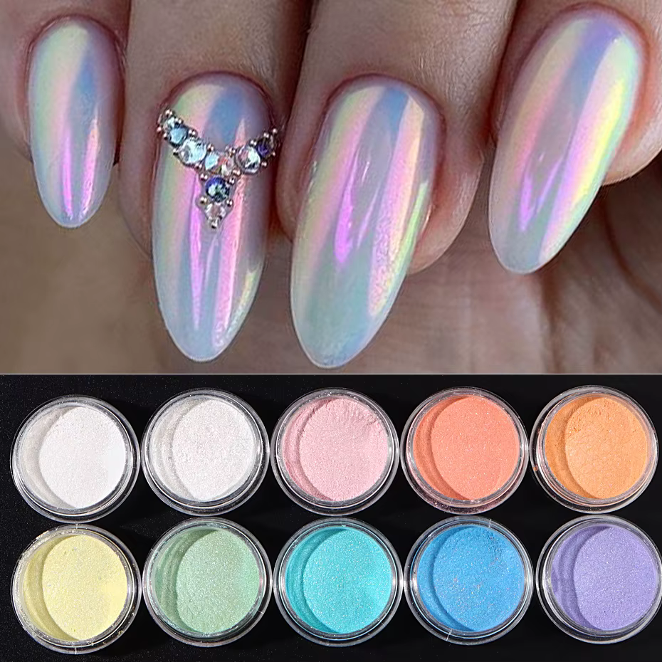 Ensemble de 10 pièces de poudre à tremper sirène pour ongles