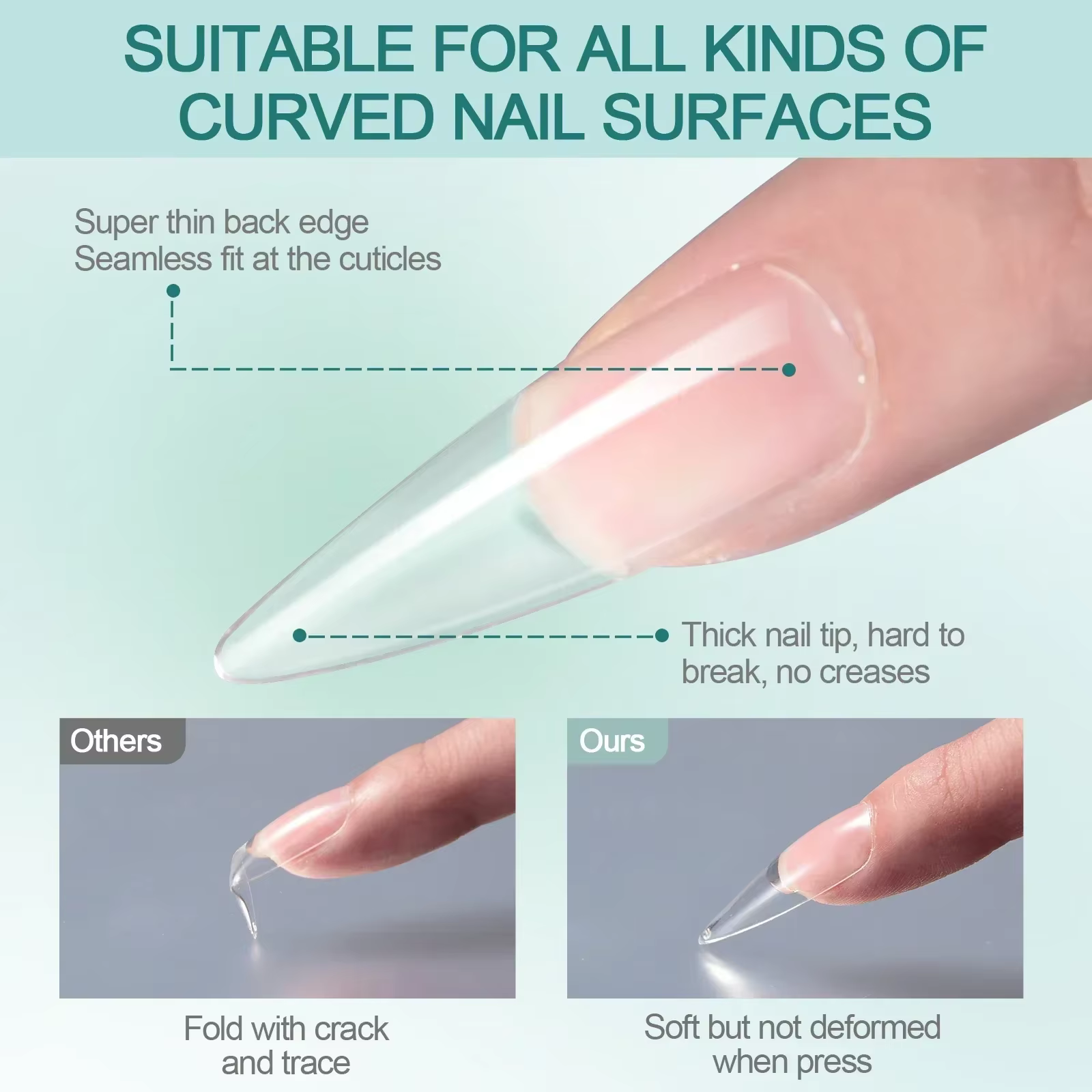 Nailpop 120 pièces ongles acryliques fausse Capsule courte cercueil d'amande carré Extension d'ongle artificiel pointes de Gel souple accessoires outils