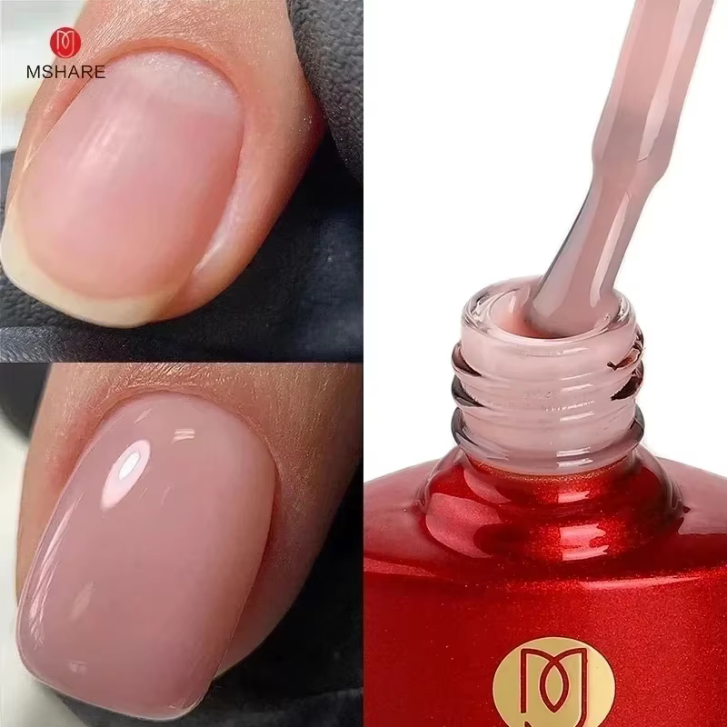 MSHARE Gel de Base en caoutchouc rose laiteux Camouflage couleur manteau tremper les ongles Gels vernis laque 10ml UV
