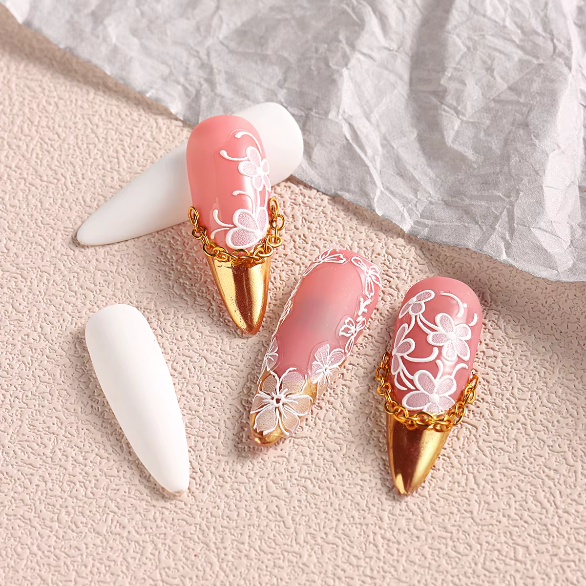 Autocollants pour ongles à fleurs blanches