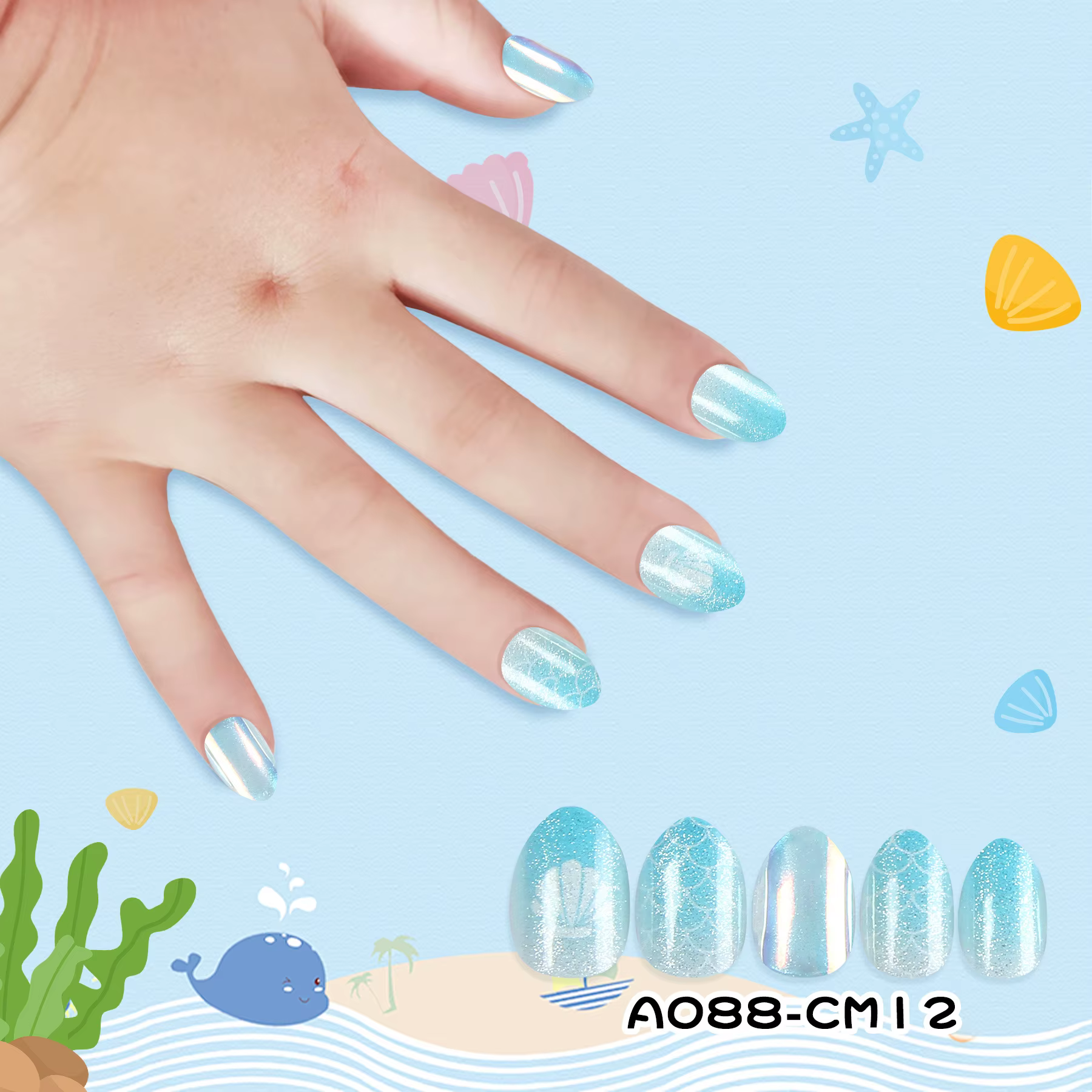24 pièces enfants mignon faux ongles filles dessin animé presse