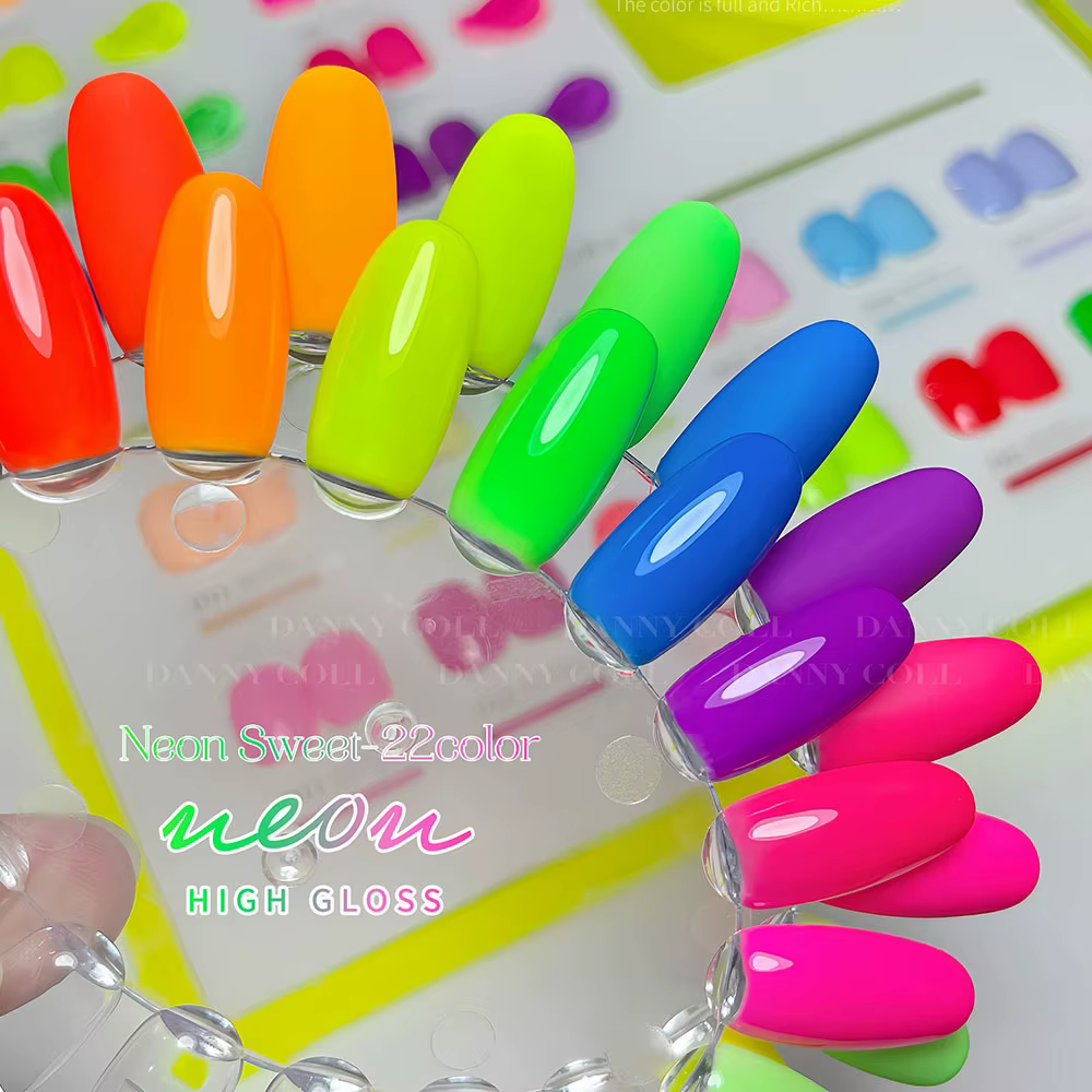 22 pièces Fluorescent néon rouge rose couleurs Gel vernis à ongles ensemble avec carte bleu vif tremper UV LED vernis à ongles Kit de manucure