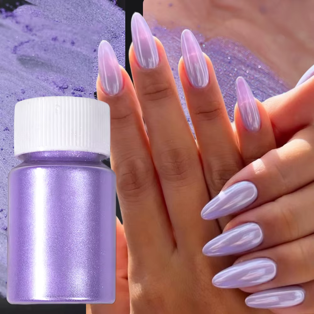 10g/bouteille perles bleues Chrome ongles Pigment paillettes Aurora