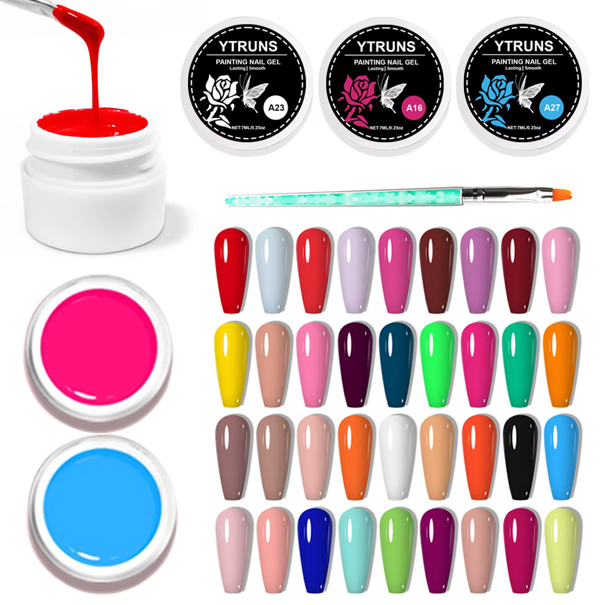 Kit d'art d'ongle de revêtement de gel de 36 couleurs