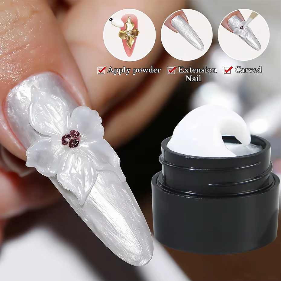 Gel sculptant 3D blanc nacré 5ml pour vernis à ongles
