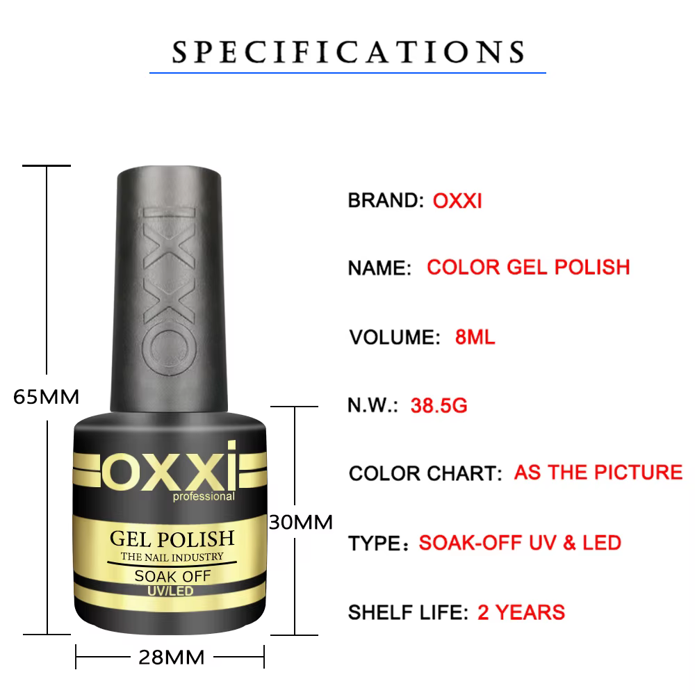 Vernis Gel OXXI pour Ongles 8ml – Couleurs Semi-permanentes UV Gel Manucure Gellac LED Hybride Émail Quotidien Classique Gel Lak