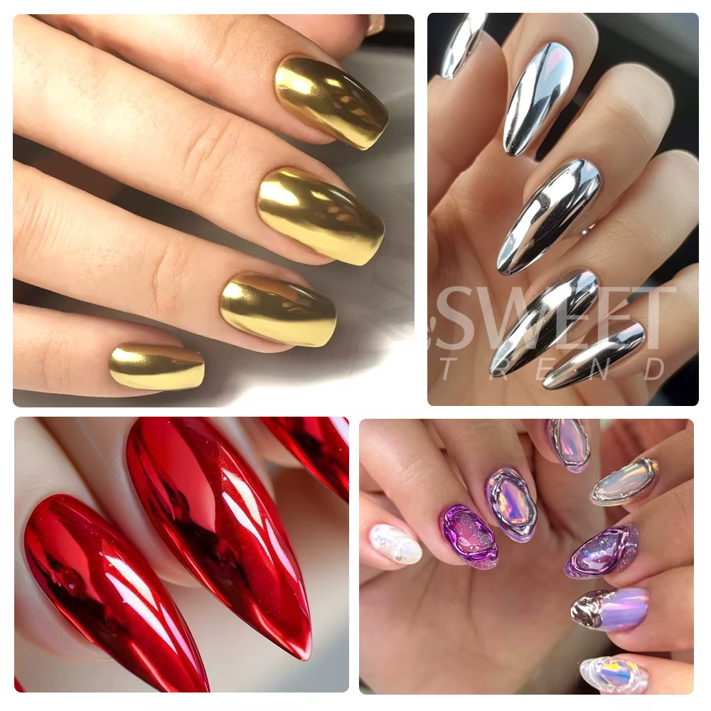 Poudre chromée pour ongles