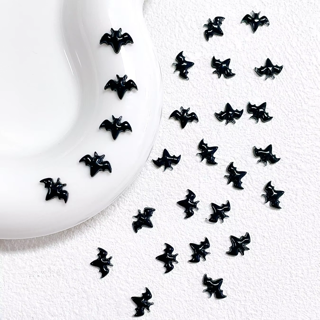 Halloween Nail Art brillant noir chauve-souris