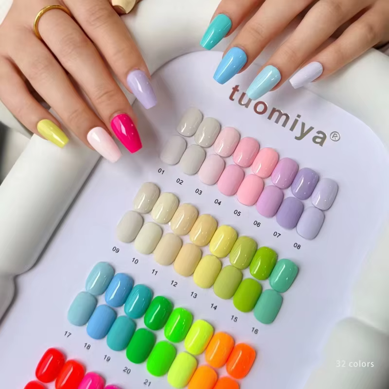 Ensemble de vernis à ongles en gel néon macaron 32 couleurs avec nuancier