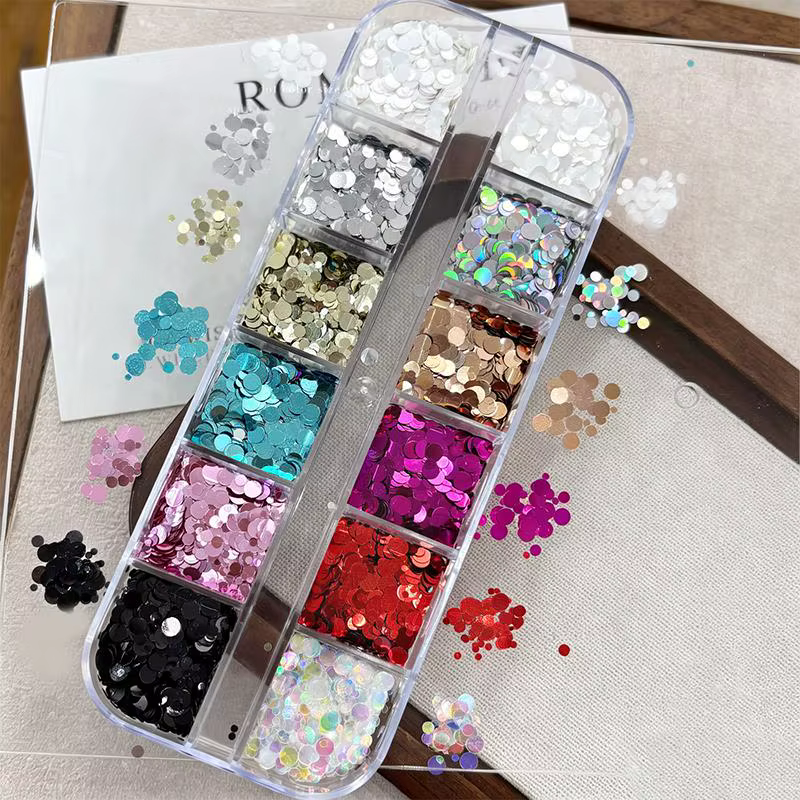 12 Grilles de mini-paillettes pour nail art