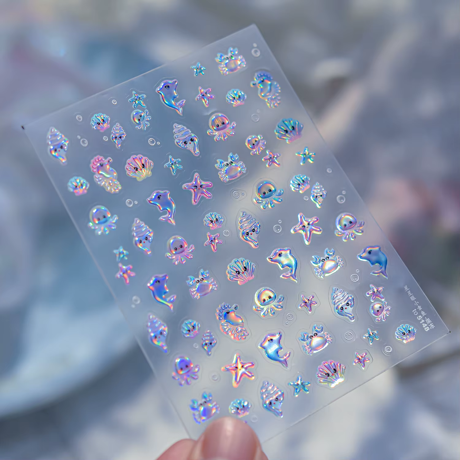 Autocollants pour Nail Art en gelée d'océan