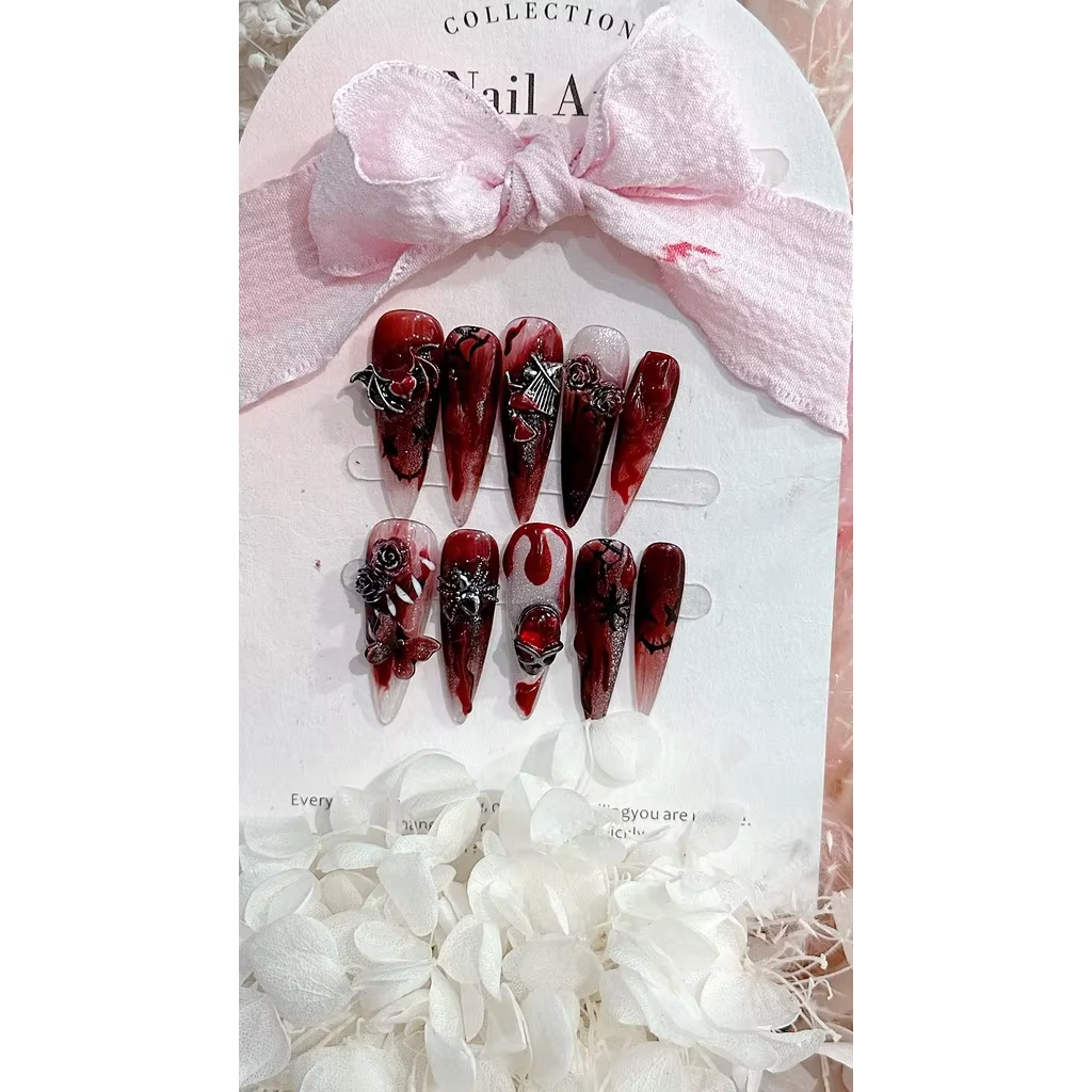 Faux ongles amovibles faits main pour événements d'Halloween