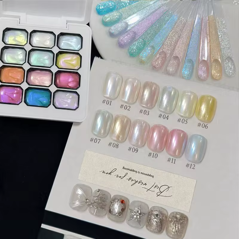 Gel à ongles acrylique effet aurore 12 couleurs