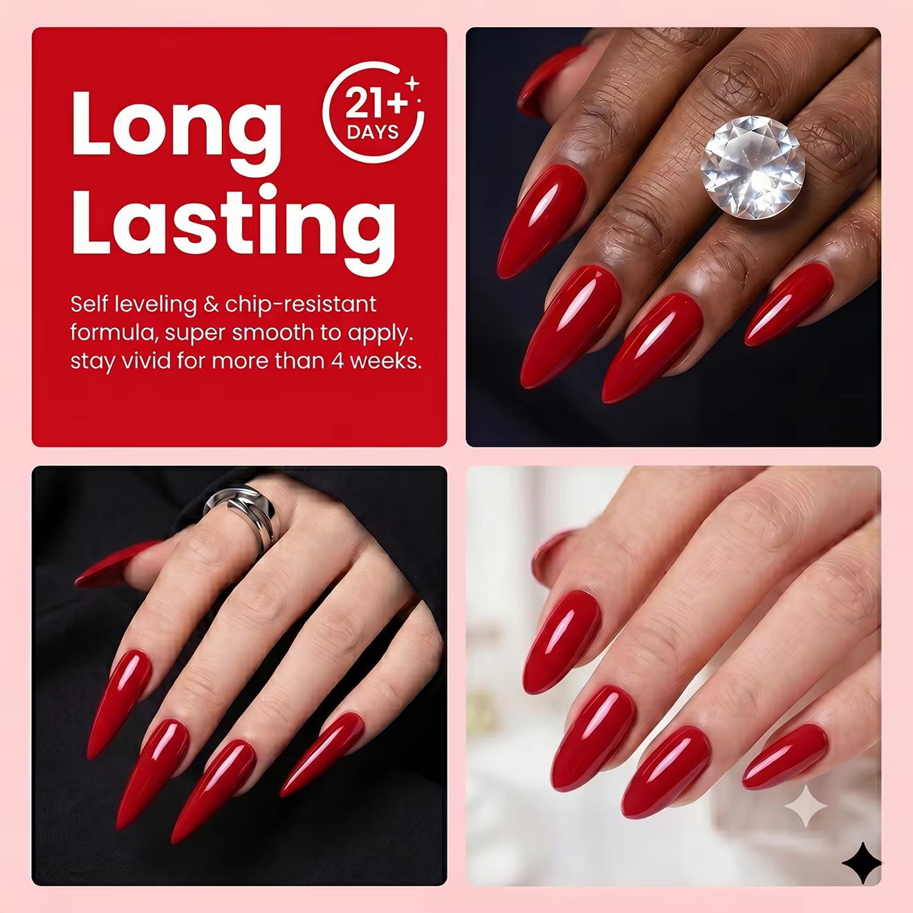 Vernis à ongles gel rouge classique Hassleless 15 ml