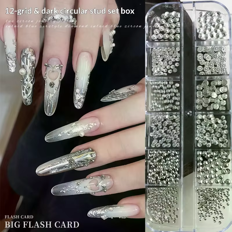 12 Grilles de Charms Métalliques pour Ongles