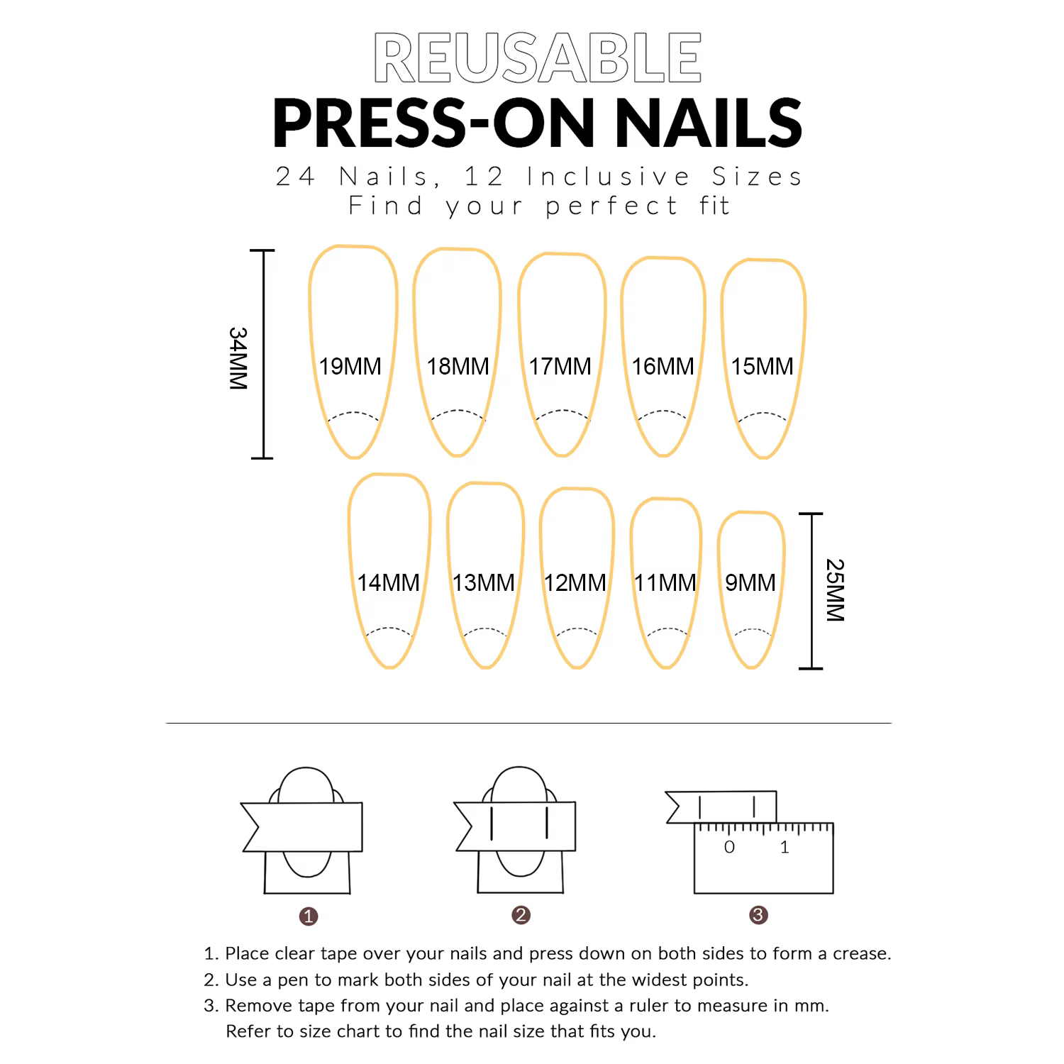 Faux ongles style Y2K, 24 pièces