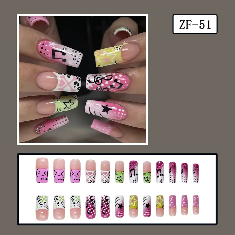 24 faux ongles style Y2K pour filles