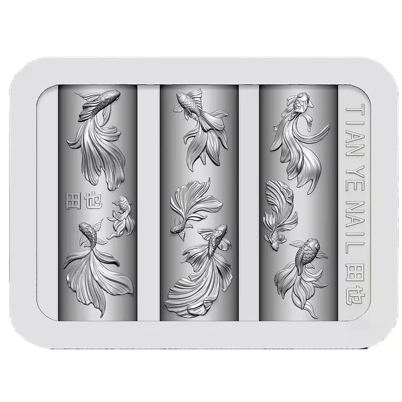 Lotus sculpté tridimensionnel 3D avec ongles de poisson